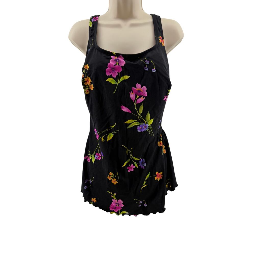Slim Allure Women's One Piece Faux Skirted Swimsuit Pink Floral 18 C+